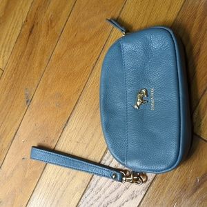 Emma Fox leather baby blue wristlet. Good condition.HTF.